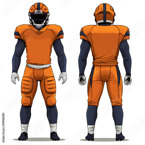 vector american football player from different sides on white background .Generative AI