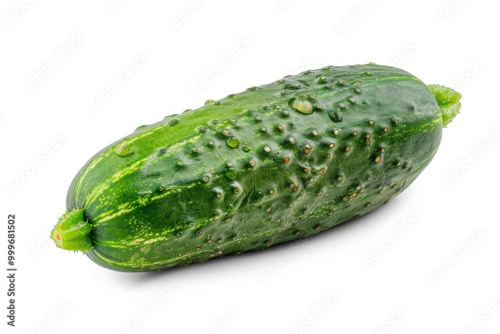 Fresh green cucumber against a clean white surface Fresh green cucumber against a clean white surface