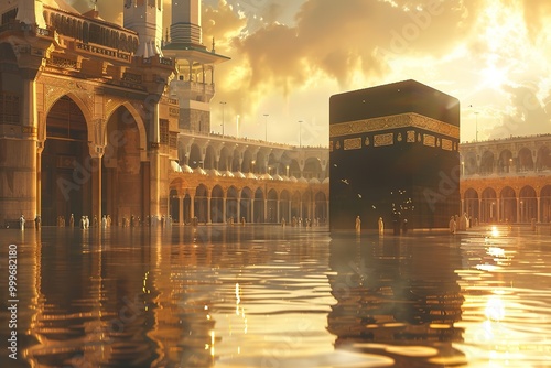 Pilgrims circumambulate the Kaaba at Masjidil Haram in Makkah, Saudi Arabia. Muslims all around the world face the Kaaba during prayer time. photo