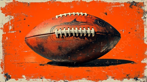 Old Football On Rustic Orange Background photo