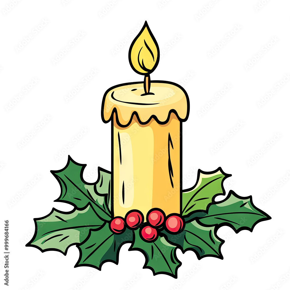 a cute simple clipart of a christmas candle