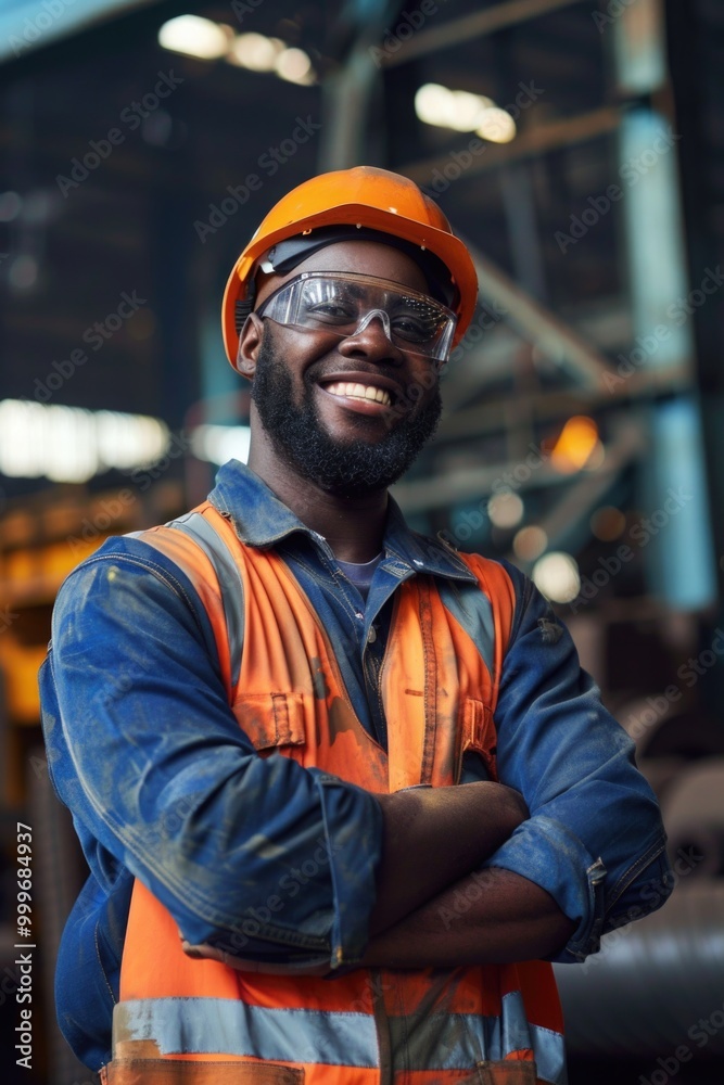 A person wearing an orange safety vest and safety glasses, perfect for construction or work-related images A person wearing an orange safety vest and safety glasses, perfect for construction or work-related images