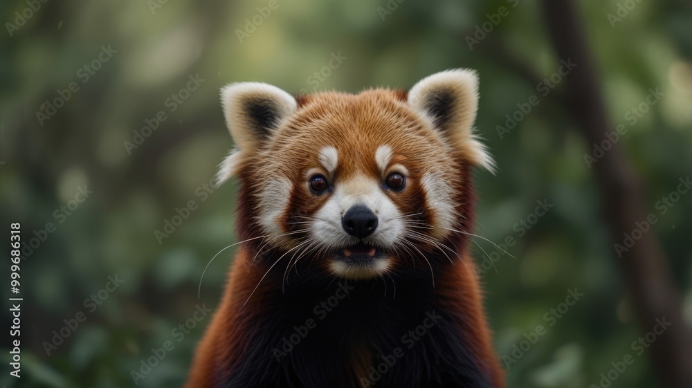 Red panda over a blurry background Red panda over a blurry background