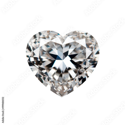 Large heart shaped diamond on white background isolate.