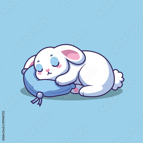 Cute Rabbit Sleeping Cartoon Vector Icon Illustration. Animal Nature Icon Concept Isolated Premium Vector. Flat Cartoon Style