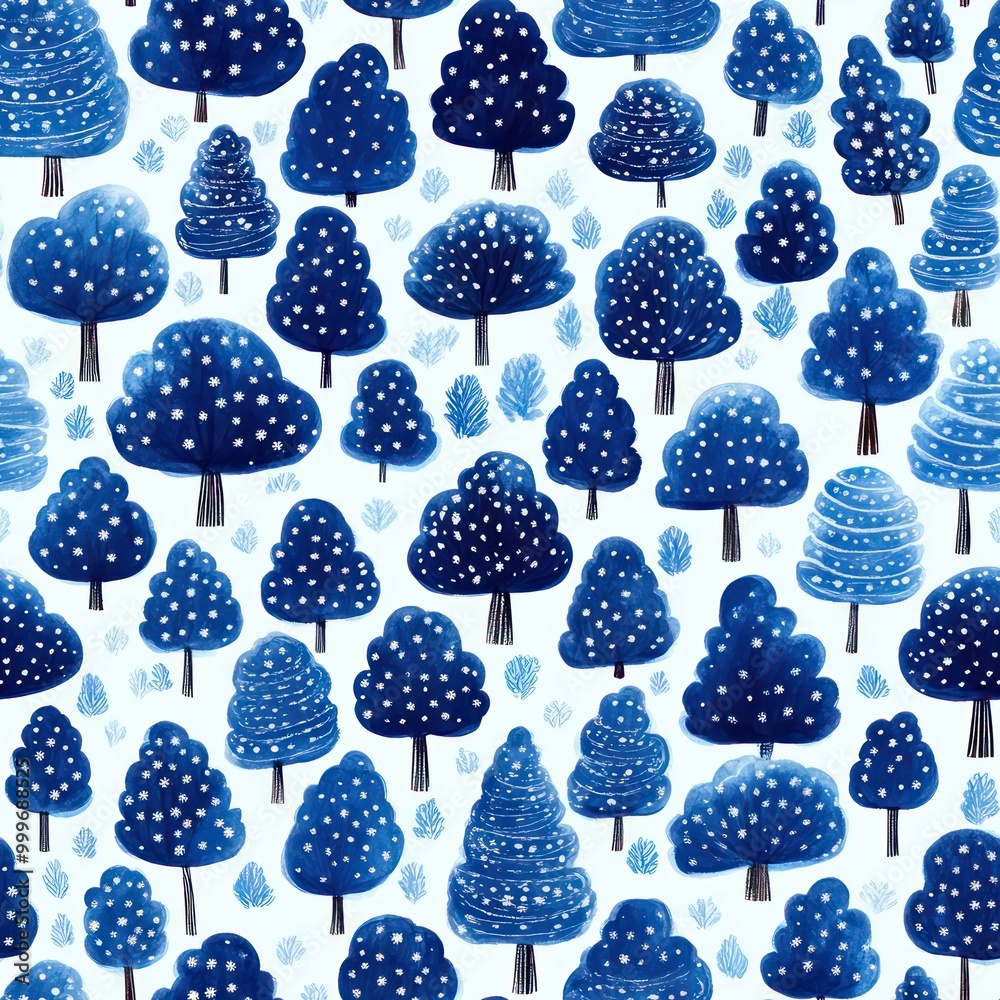 Seamless decorative winter trees pattern background Seamless decorative winter trees pattern background