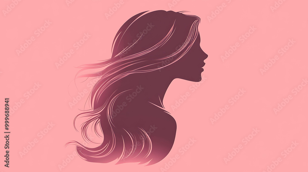A minimalist silhouette of a woman with long hair, facing to the right. A minimalist silhouette of a woman with long hair, facing to the right.