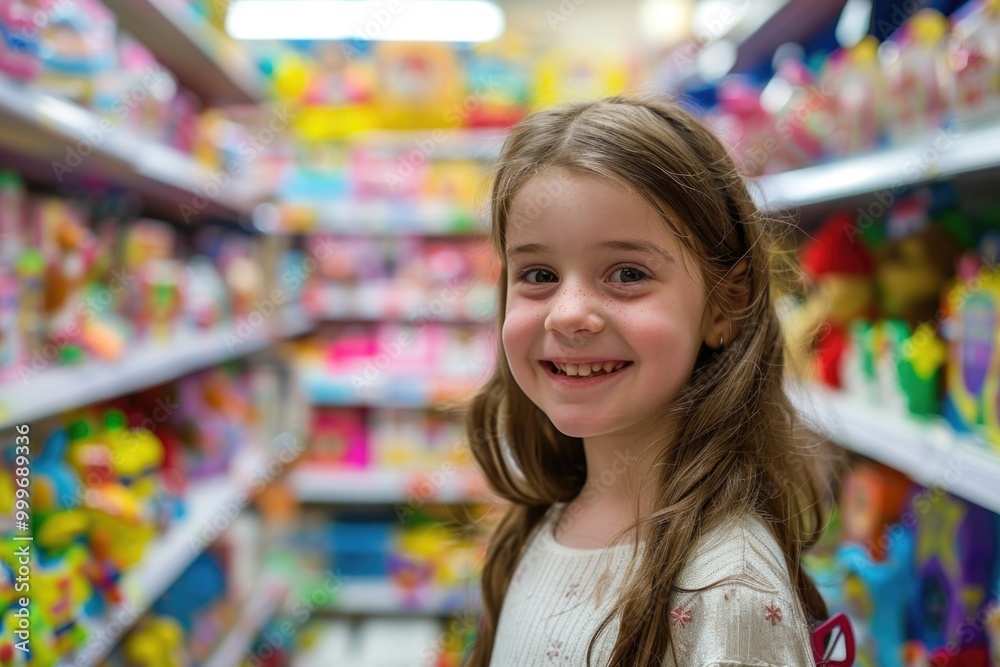 A young child browsing through toys and games in a colorful store A young child browsing through toys and games in a colorful store
