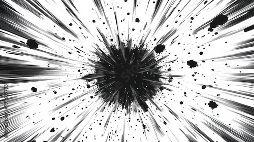 dynamic black radial lines bursting from center on white background bold graphic style evokes motion and energy perfect for comic book or mangainspired designs