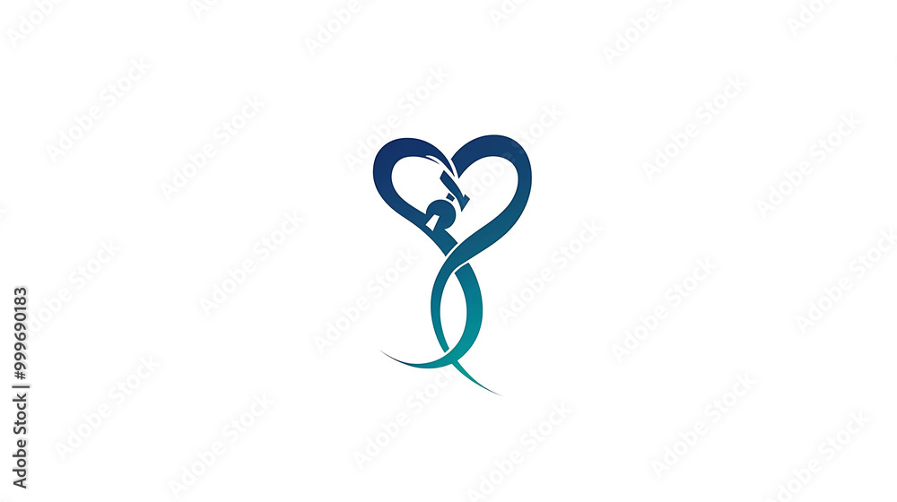 An abstract logo design of a stylized heart shape with a keyhole. The blue and green gradient evokes feelings of love, trust, and security.