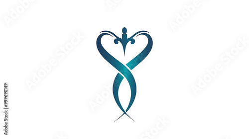 Abstract blue heart logo on white background.