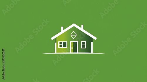 Green house icon against a green background.