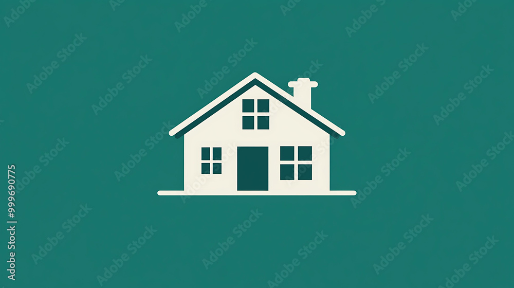 Simple white house icon on a teal background. Simple white house icon on a teal background.