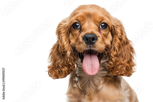 A canine with its tongue hanging out, perfect for illustrations or graphics