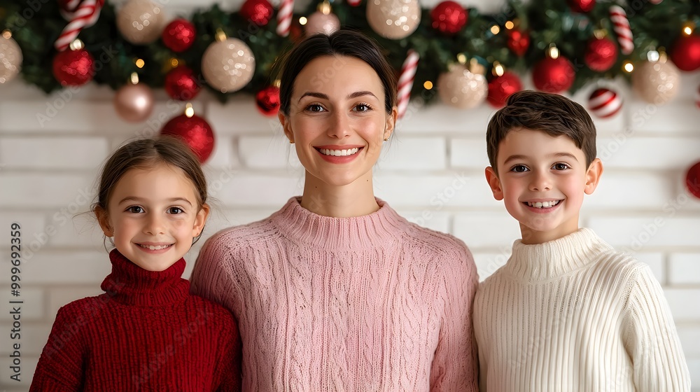 Family portrait with children celebrating the holiday season Family portrait with children celebrating the holiday season