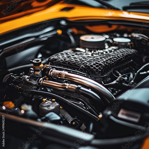 Wallpaper Mural sports car engine, check the motor before the trip. under the hood. extreme sport Torontodigital.ca