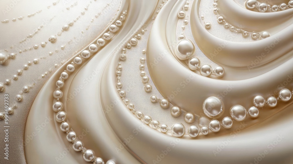 Beautiful pearls swirl in dynamic trails, forming a mesmerizing abstract pattern on a jewelry-patterned background during an artistic display Beautiful pearls swirl in dynamic trails, forming a mesmerizing abstract pattern on a jewelry-patterned background during an artistic display