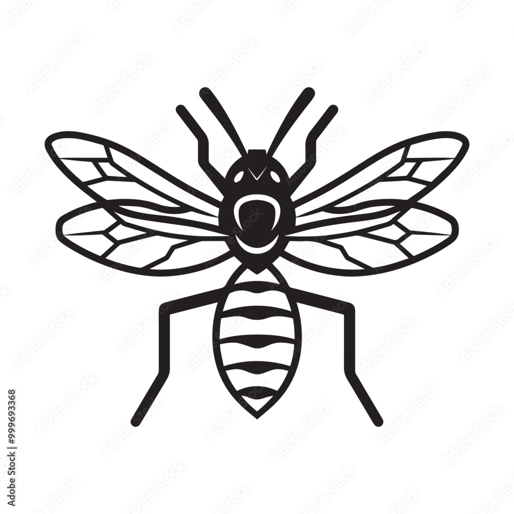 Obraz premium Insect Vector illustration in black and white - Insecta Outline ClipArt Design 
