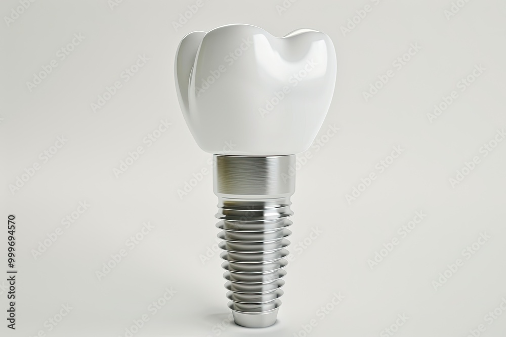 3D render of a dental implant being installed into a model of the gum 3D render of a dental implant being installed into a model of the gum