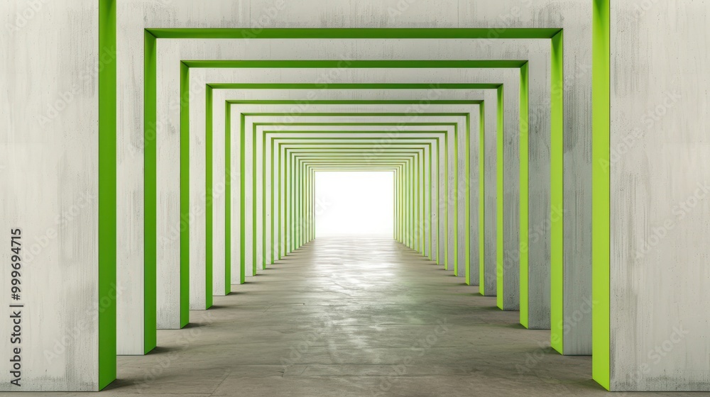 Abstract Perspective: Green and White Passageway Abstract Perspective: Green and White Passageway