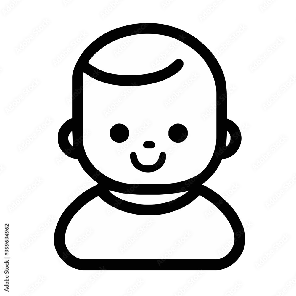 Simple Baby Face Icon with Curved Hair Design
Simple Baby Face Icon with Curved Hair Design