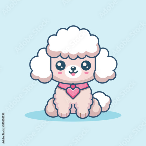 Cute Poodle Dog Cartoon Vector Icon Illustration. Animal Nature Icon Concept Isolated Premium Vector. Flat Cartoon Style