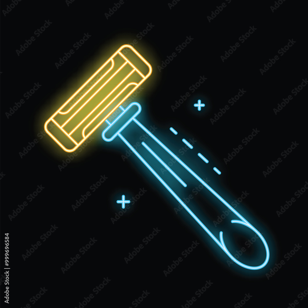 Glowing neon line shaving razor icon isolated on black background, vector illustration Glowing neon line shaving razor icon isolated on black background, vector illustration