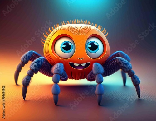 cute spider character logo vector illustration photo