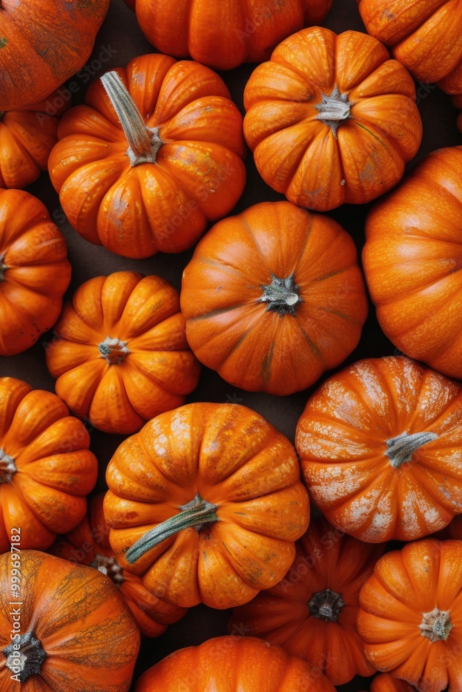 A collection of small orange pumpkins stacked on top of each other, perfect for autumnal or harvest-themed images A collection of small orange pumpkins stacked on top of each other, perfect for autumnal or harvest-themed images