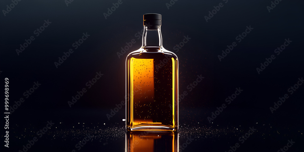 Mystical Whiskey Bottle Glowing on Dark Background Mystical Whiskey Bottle Glowing on Dark Background