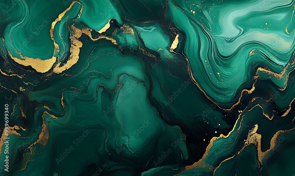 Nature marble pattern. Abstract green texture, background. Green paint with the addition of gold powder Nature marble pattern. Abstract green texture, background. Green paint with the addition of gold powder