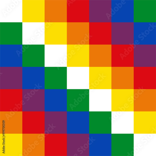 The Wiphala is a square emblem commonly used as a flag to represent some native peoples of the Andes