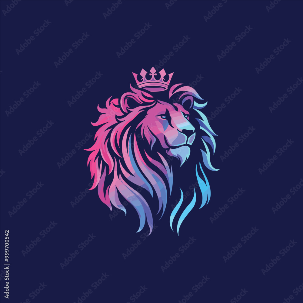 Fototapeta premium lion king head logo design