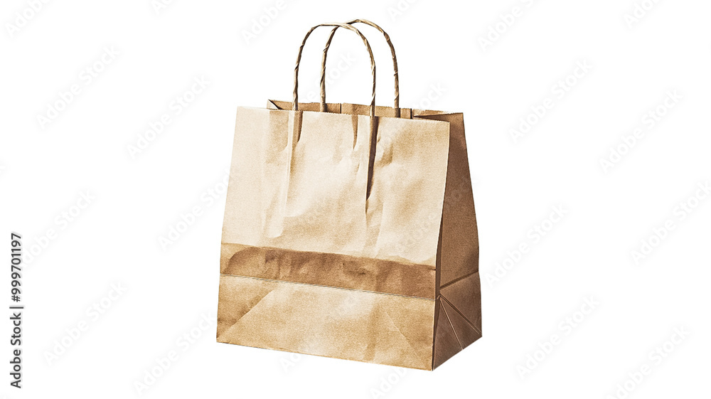paper shopping bag, PNG file of isolated cut-out object on white transparent background. paper shopping bag, PNG file of isolated cut-out object on white transparent background.