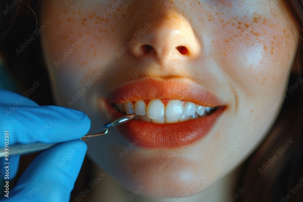 Obraz premium woman mouth open during a dental cleaning