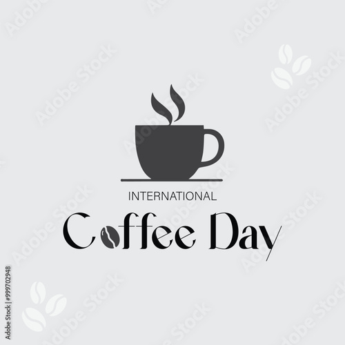 International Coffee Day vector art with coffee cup and coffee beans