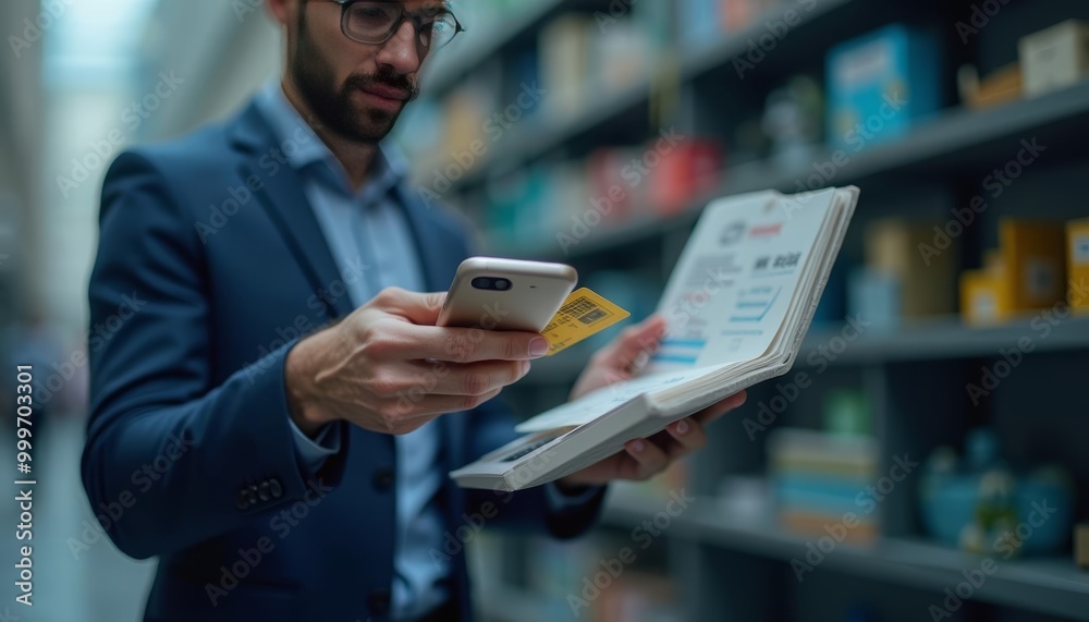 Professional in a store scanning a barcode with a smartphone Professional in a store scanning a barcode with a smartphone