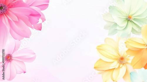 pastel flowers painted in watercolor style gently floating on a light background, perfect for relaxation and creative inspiration