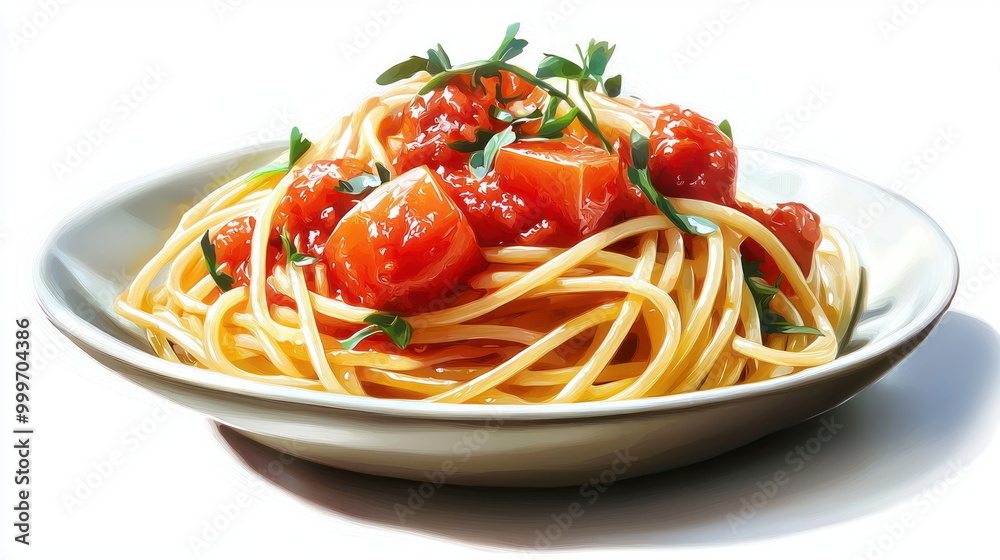 Spaghetti with Tomato Sauce and Basil. Spaghetti with Tomato Sauce and Basil.