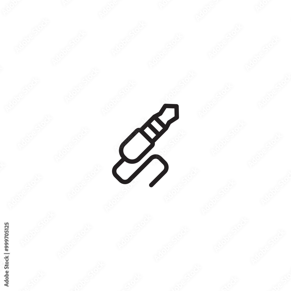 Audio cable vector thin line icon. audio connector jack. Editable icon. Audio cable vector thin line icon. audio connector jack. Editable icon.