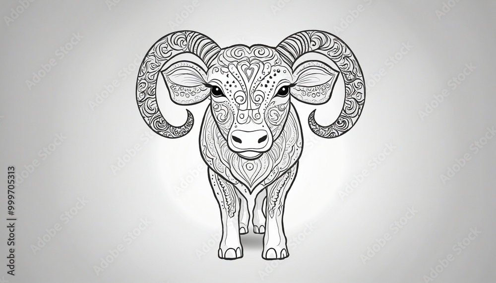 Obraz premium Zodiac Signs for Aries, Doodle Style, Illustration