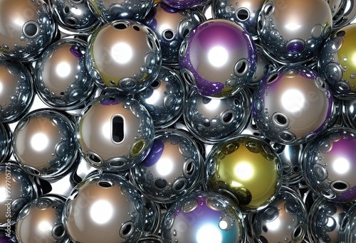 iridescent chrome 3d shiny metallic metaball sphere objects, wall paper