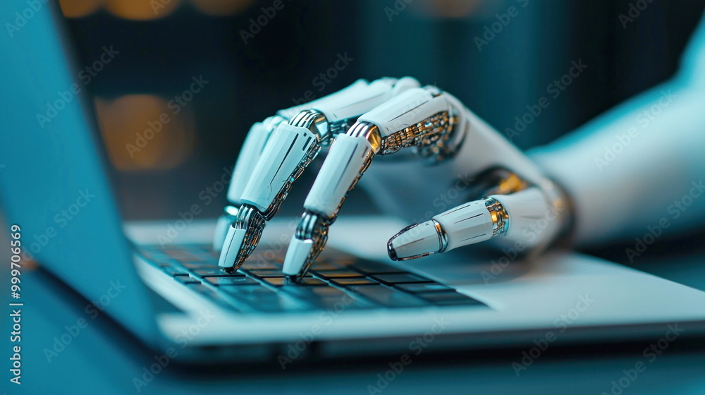 Robotic Hand Typing on Laptop.