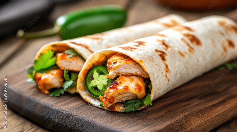 Delicious Chicken Wrap with Jalapeños and Cilantro Delicious Chicken Wrap with Jalapeños and Cilantro