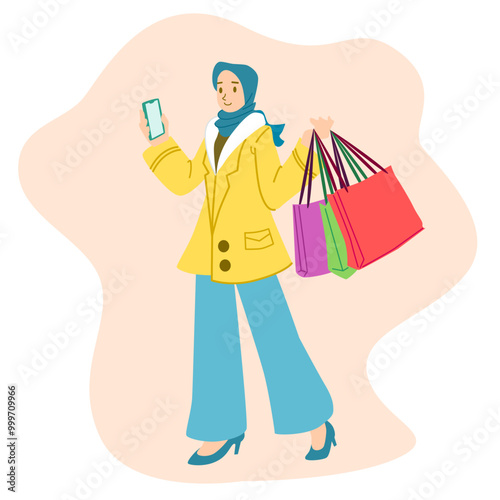 Shopping woman in hijab