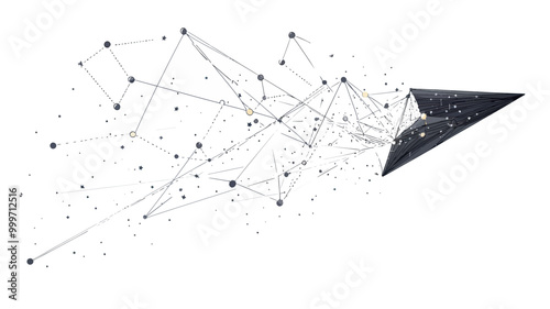 Abstract Mash Line Point Aircraft Origami with Starry Sky and Universe Illustration Vector - Minimalist SVG for Business Concepts and Innovation Themes