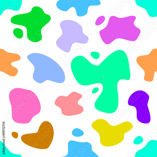 Seamless pattern with abstract fluid organic shapes