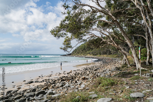Tea Tree Bay Beach from beach angle in the national park at Noosa Heads, Queensland, Australia