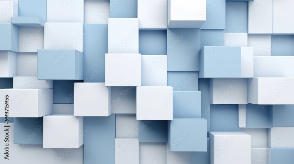 Abstract Blue and White Cube Pattern Abstract Blue and White Cube Pattern
