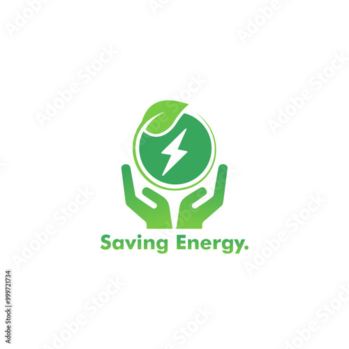 Energy saving logo vector. symbol of caring for the environment and nature by saving electrical energy.